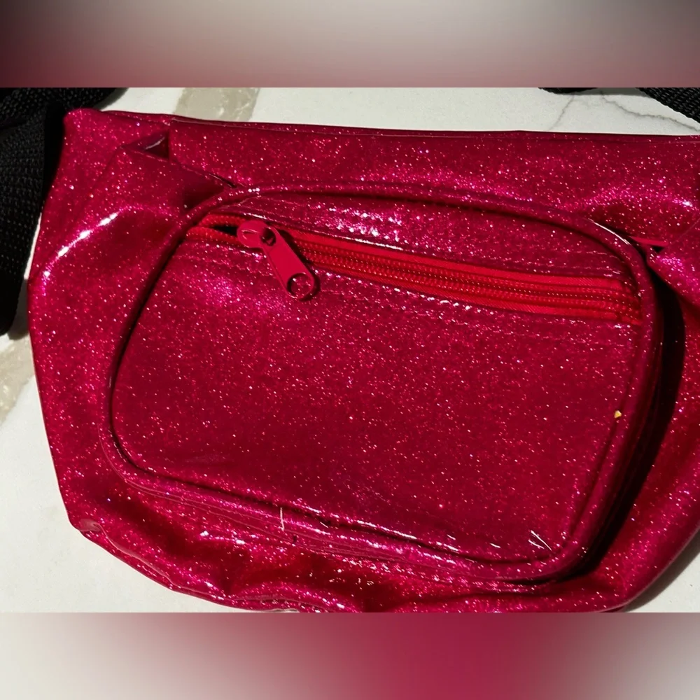 Fanny Pack Shiny Color Design Sparkle Pink Waist Bag For Women Men Kids - Picture 2 of 6
